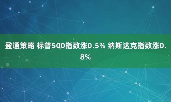 盈通策略 标普500指数涨0.5% 纳斯达克指数涨0.8%